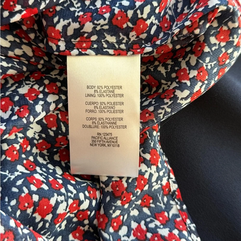 Tahari ASL | Women’s Kaftan Dress with Shoulder Bow Navy with Floral Lining | 2